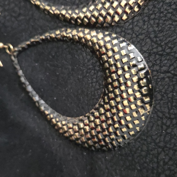 Bold Gold/Black Teardrop Earrings - Picture 3 of 5